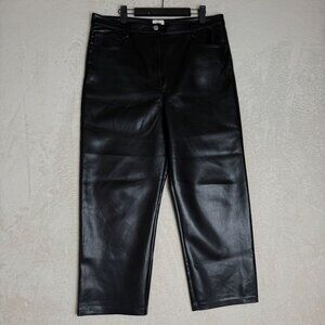 Aritzia Wilfred Black Faux Leather Cropped Pants Size 14 Minimalist Old Money